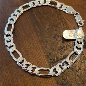 New silver plated bracelet 9” long, width 8mm